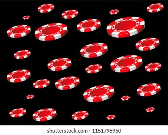 Casino Chips are falling down. Playing Chips rain. Vector illustration