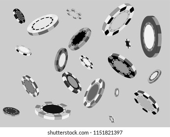 Casino Chips are falling down. Playing Chips rain. Vector illustration