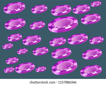 Casino Chips are falling down. Playing Chips rain. Vector illustration