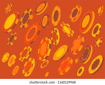 Casino Chips are falling down. Playing Chips rain. Vector illustration