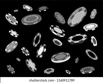 Casino Chips are falling down. Playing Chips rain. Vector illustration