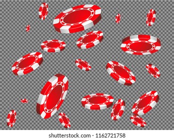 Casino Chips are falling down. Playing Chips rain. Vector illustration