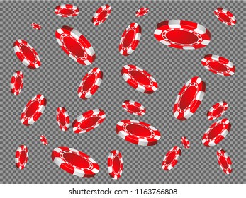 Casino Chips are falling down. Playing Chips rain. Vector illustration