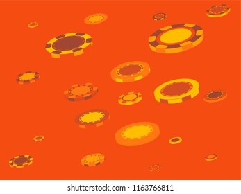 Casino Chips are falling down. Playing Chips rain. Vector illustration