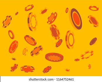 Casino Chips are falling down. Playing Chips rain. Vector illustration