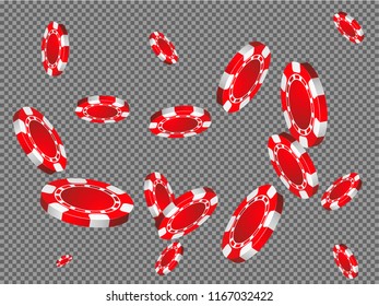 Casino Chips are falling down. Playing Chips rain. Vector illustration