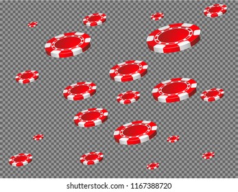 Casino Chips are falling down. Playing Chips rain. Vector illustration