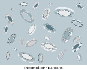 Casino Chips are falling down. Playing Chips rain. Vector illustration