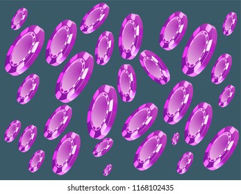 Casino Chips are falling down. Playing Chips rain. Vector illustration