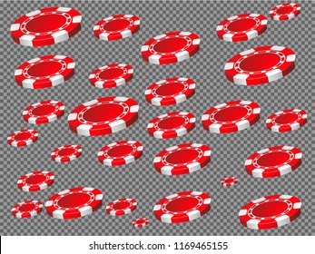 Casino Chips are falling down. Playing Chips rain. Vector illustration