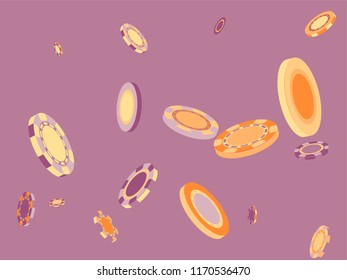Casino Chips are falling down. Playing Chips rain. Vector illustration