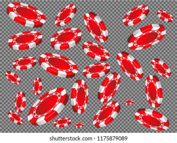 Casino Chips are falling down. Playing Chips rain. Vector illustration