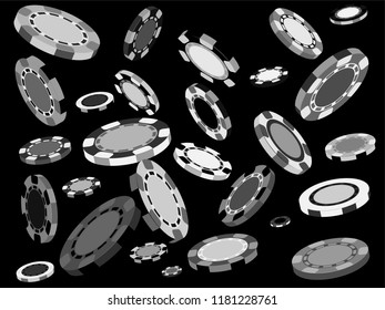 Casino Chips are falling down. Playing Chips rain. Vector illustration