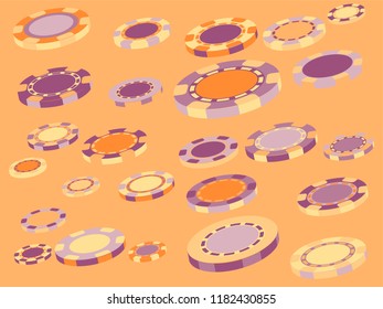 Casino Chips are falling down. Playing Chips rain. Vector illustration