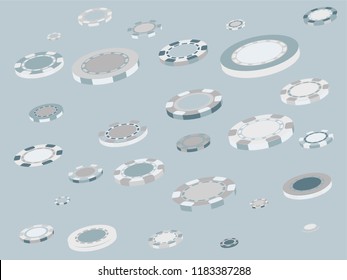Casino Chips are falling down. Playing Chips rain. Vector illustration