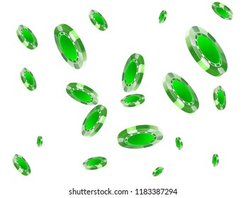 Casino Chips are falling down. Playing Chips rain. Vector illustration