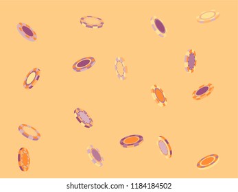 Casino Chips are falling down. Playing Chips rain. Vector illustration