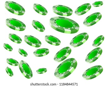 Casino Chips are falling down. Playing Chips rain. Vector illustration