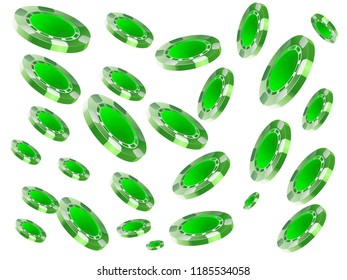 Casino Chips are falling down. Playing Chips rain. Vector illustration