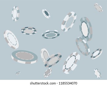 Casino Chips are falling down. Playing Chips rain. Vector illustration