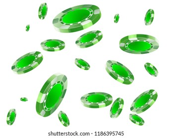 Casino Chips are falling down. Playing Chips rain. Vector illustration
