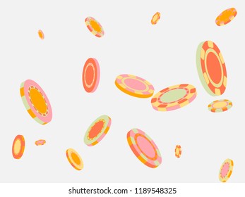 Casino Chips are falling down. Playing Chips rain. Vector illustration