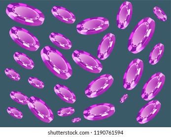 Casino Chips are falling down. Playing Chips rain. Vector illustration
