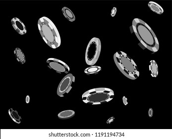Casino Chips are falling down. Playing Chips rain. Vector illustration
