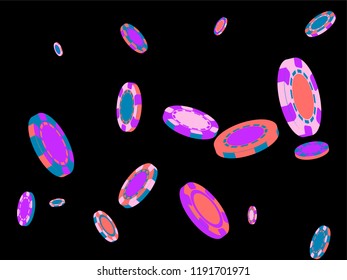 Casino Chips are falling down. Playing Chips rain. Vector illustration