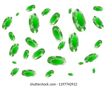 Casino Chips are falling down. Playing Chips rain. Vector illustration