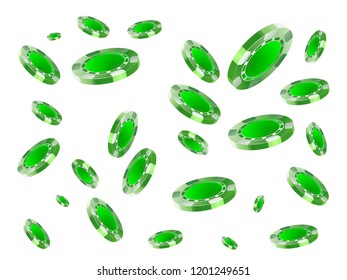 Casino Chips are falling down. Playing Chips rain. Vector illustration