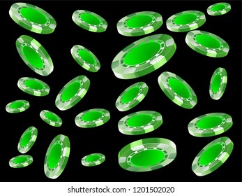 Casino Chips are falling down. Playing Chips rain. Vector illustration