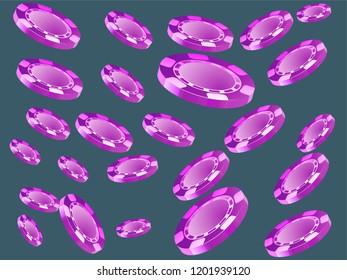 Casino Chips are falling down. Playing Chips rain. Vector illustration