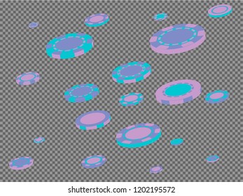Casino Chips are falling down. Playing Chips rain. Vector illustration