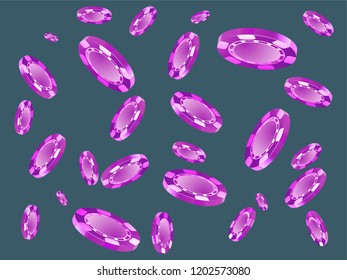 Casino Chips are falling down. Playing Chips rain. Vector illustration