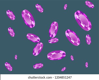 Casino Chips are falling down. Playing Chips rain. Vector illustration