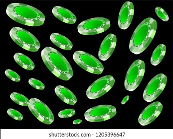 Casino Chips are falling down. Playing Chips rain. Vector illustration