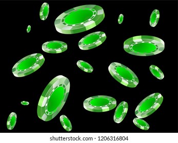 Casino Chips are falling down. Playing Chips rain. Vector illustrationые RGB