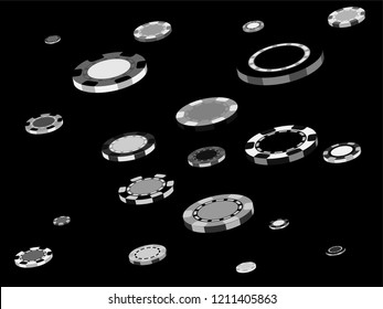 Casino Chips are falling down. Playing Chips rain. Vector illustration