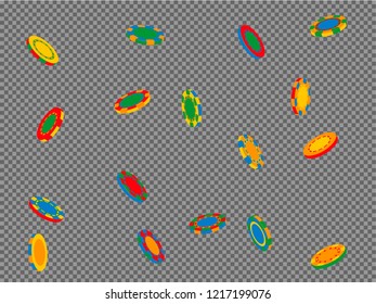 Casino Chips are falling down. Playing Chips rain. Vector illustration