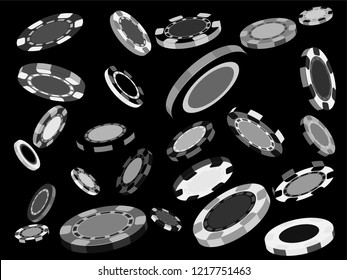 Casino Chips are falling down. Playing Chips rain. Vector illustration