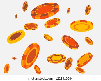 Casino Chips are falling down. Playing Chips rain. Vector illustration