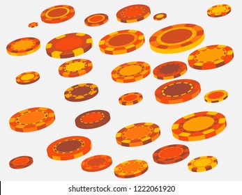 Casino Chips are falling down. Playing Chips rain. Vector illustration