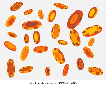 Casino Chips are falling down. Playing Chips rain. Vector illustration