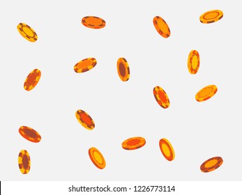 Casino Chips are falling down. Playing Chips rain. Vector illustration