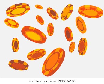 Casino Chips are falling down. Playing Chips rain. Vector illustration
