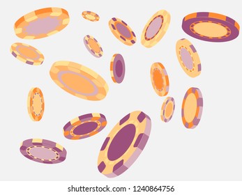 Casino Chips are falling down. Playing Chips rain. Vector illustration