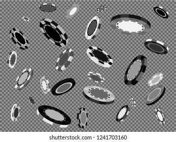 Casino Chips are falling down. Playing Chips rain. Vector illustration