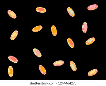 Casino Chips are falling down. Playing Chips rain. Vector illustration