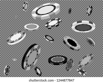 Casino Chips are falling down. Playing Chips rain. Vector illustration